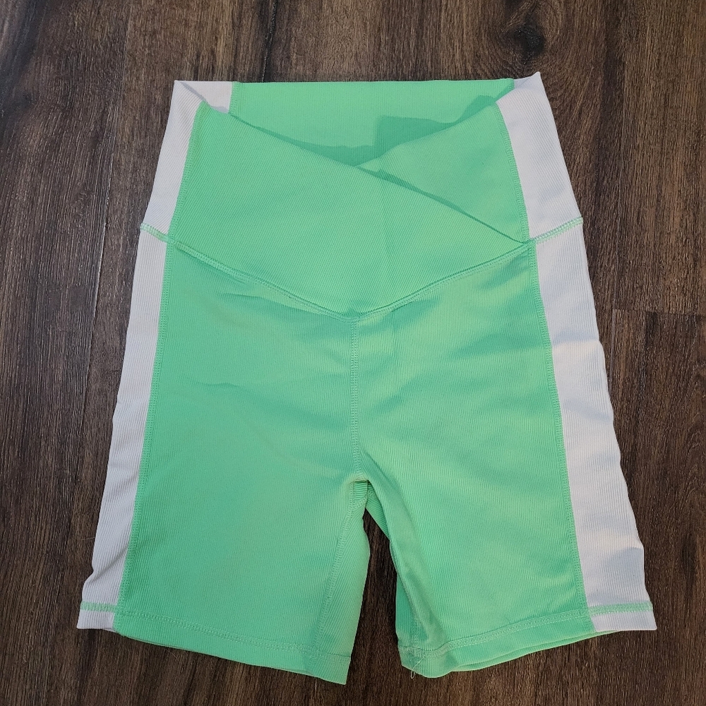 Green and White Athletic Shorts